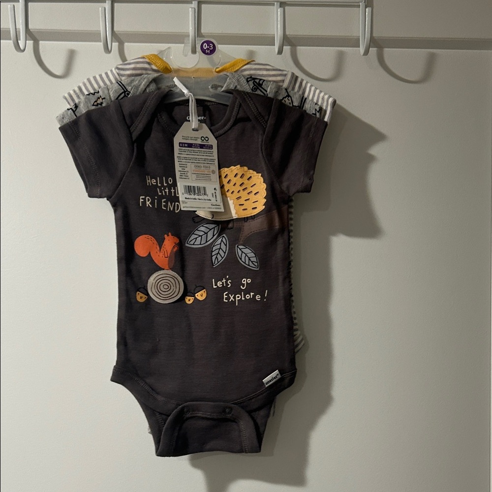 Gerber Black and Orange Kids Bodysuit 3 set - Picture 5 of 5